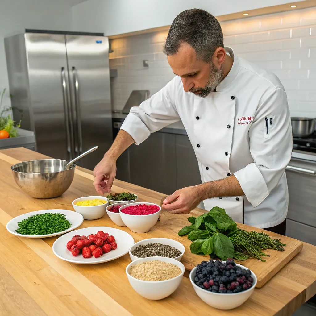 A professional chef teaching superfood cooking